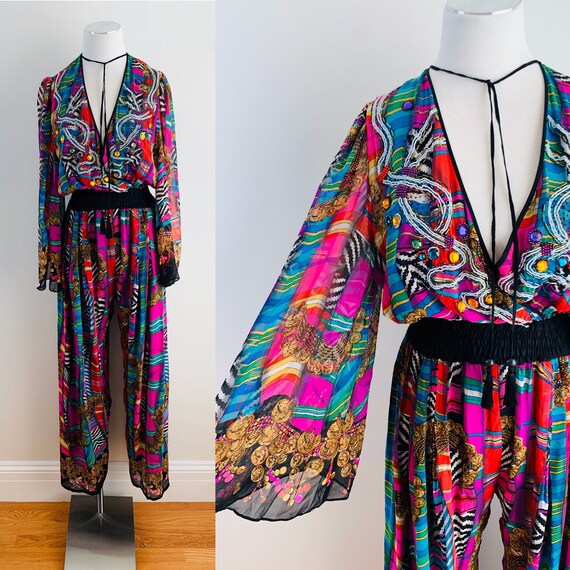 GORGEOUS Vintage 1980s DIANE FREIS Silk Chiffon Ju