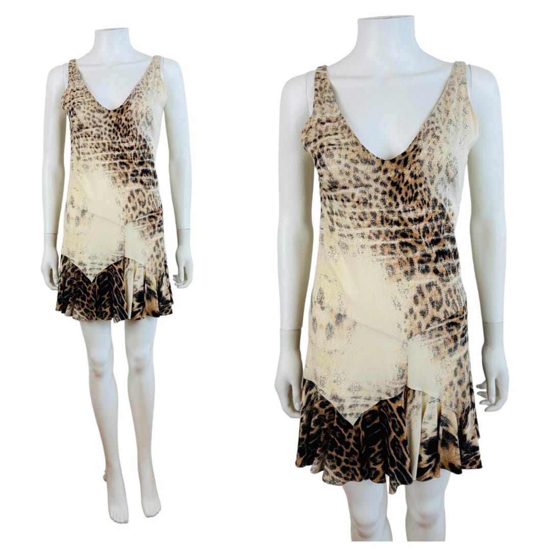 Vintage S/S 2002 Y2K Roberto Cavalli Leopard Animal Print Silk