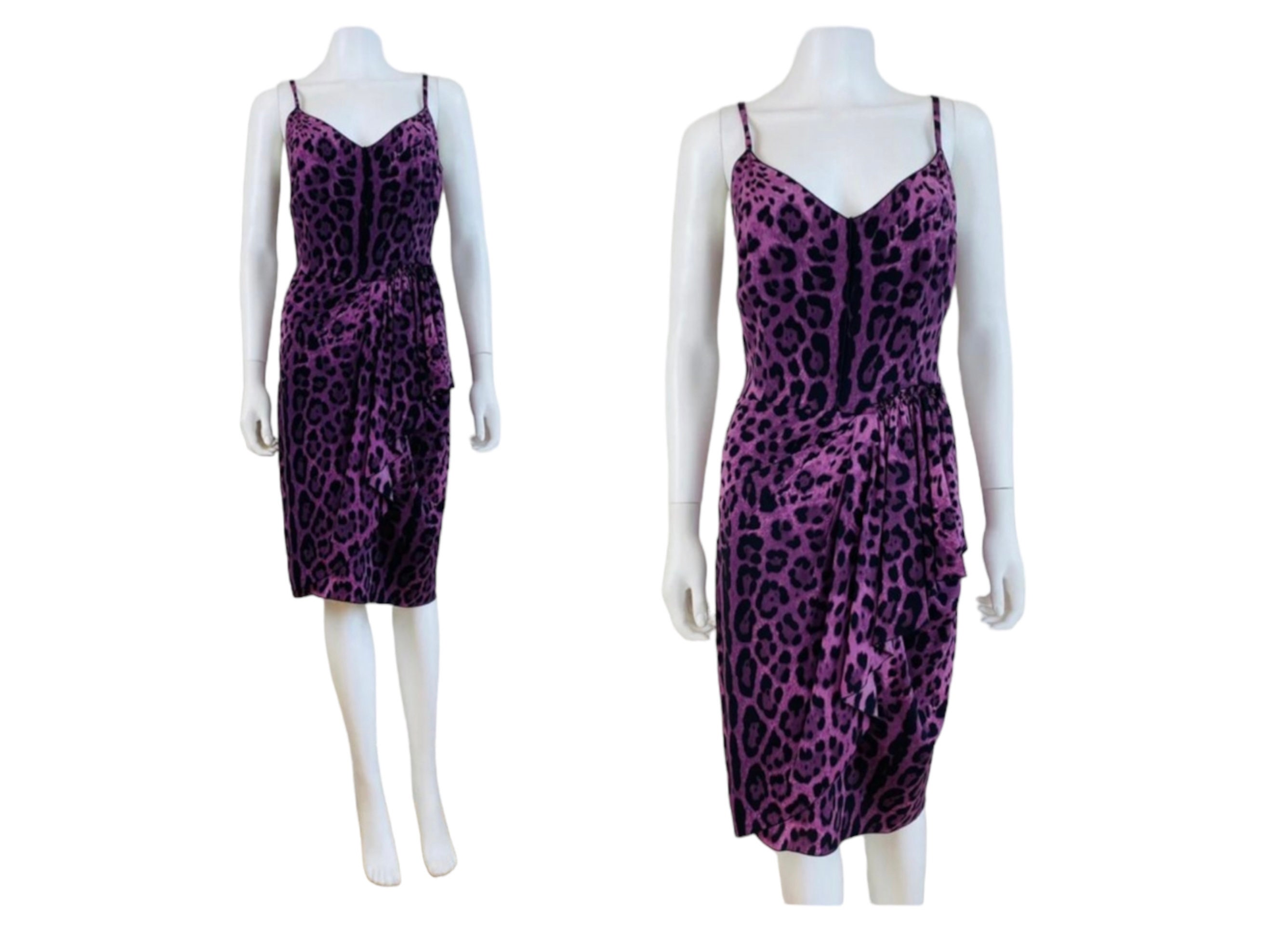 DOLCE & GABBANA★Purple Anemone Silk Wrap Style Dress DOLCE & GABBANA Purple Anemone Silk Crepe De Chine Wrap