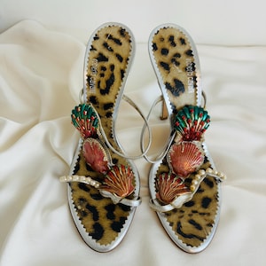 Vintage 2000s Roberto Cavalli Mermaid Seashell Pearls Enamel