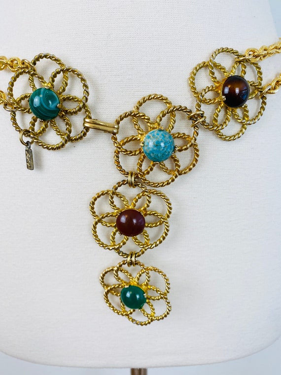 Rare 1970s 70s YSL Yves Saint Laurent Gold Flower… - image 3