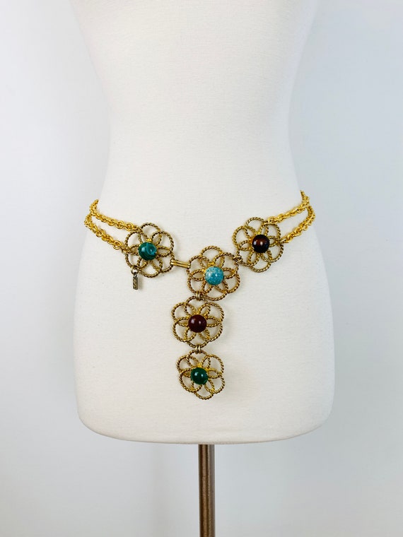 Rare 1970s 70s YSL Yves Saint Laurent Gold Flower… - image 2