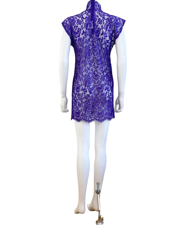 Dolce + Gabbana F/W 2001 Purple Lace Mini Dress H… - image 7