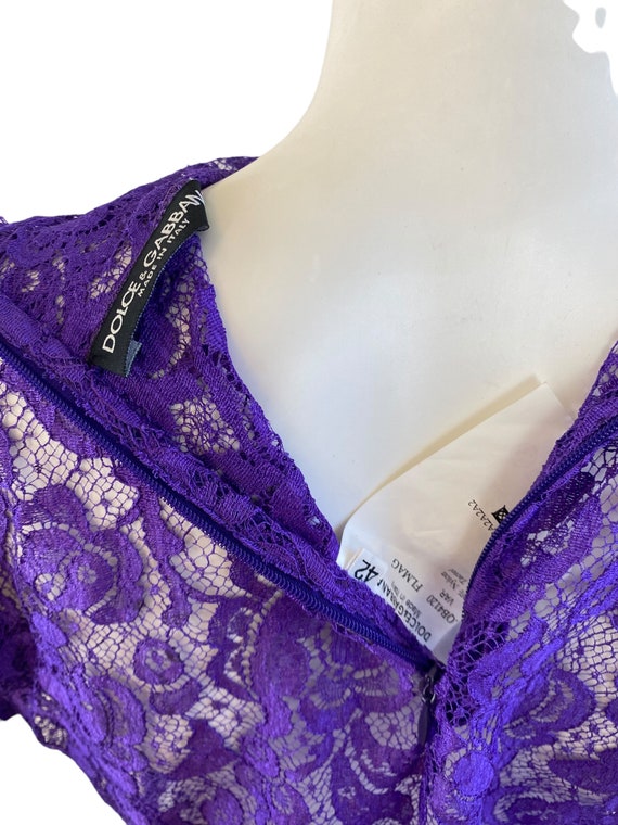 Dolce + Gabbana F/W 2001 Purple Lace Mini Dress H… - image 10