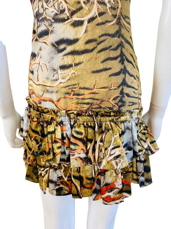 Vintage Y2k 2005 Roberto Cavalli Mini Silk Tiger … - image 9