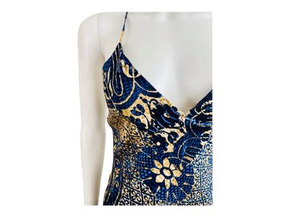 Vintage 2005 Roberto Cavalli Blue + Tan Printed B… - image 4