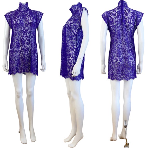 Dolce + Gabbana F/W 2001 Purple Lace Mini Dress H… - image 1