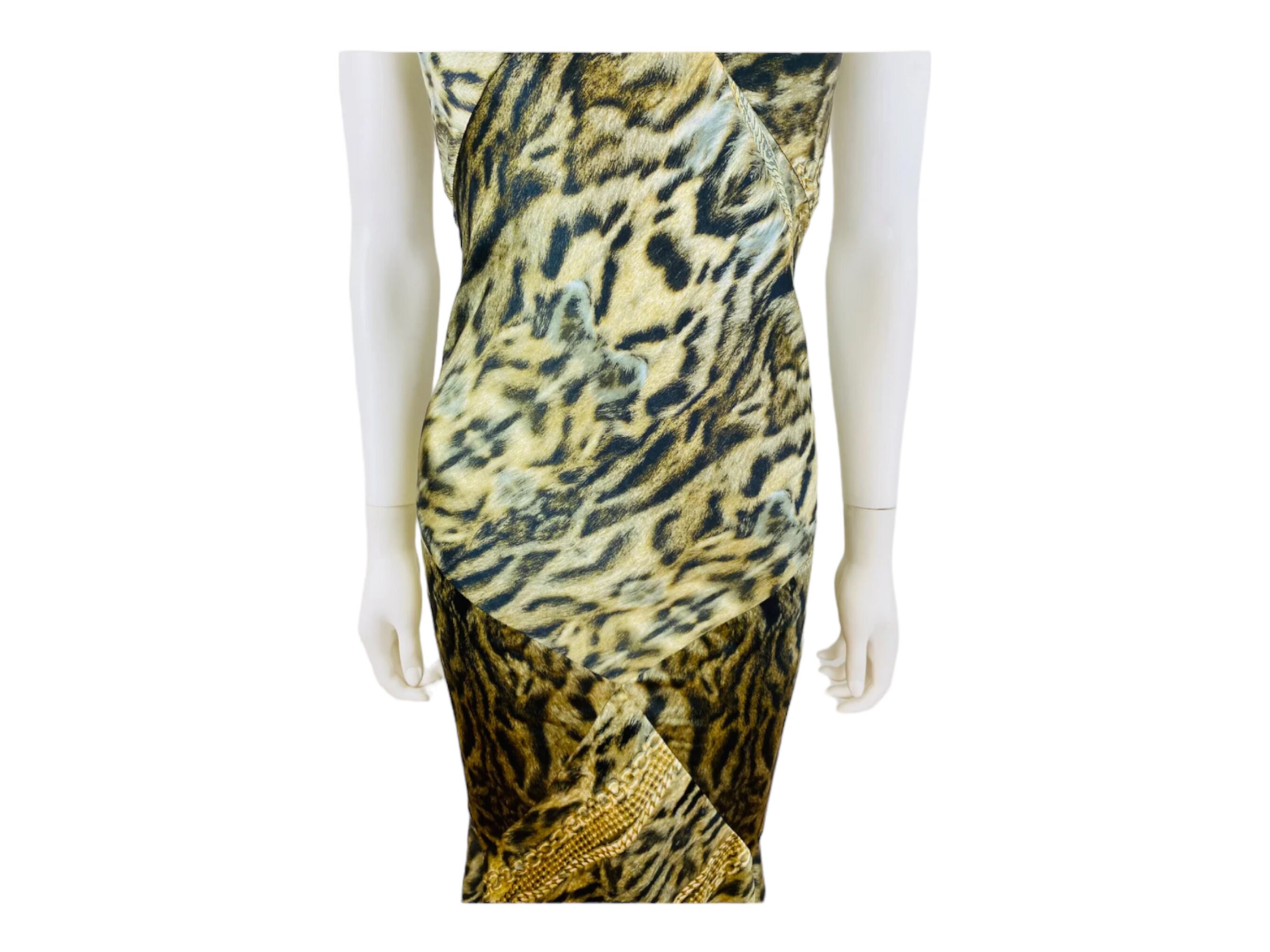 Vintage 2003 Roberto Cavalli Leopard Print + Gold Chains