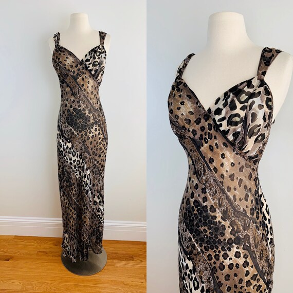 Vintage 1990s Grunge Leopard Animal Print 30s Styl
