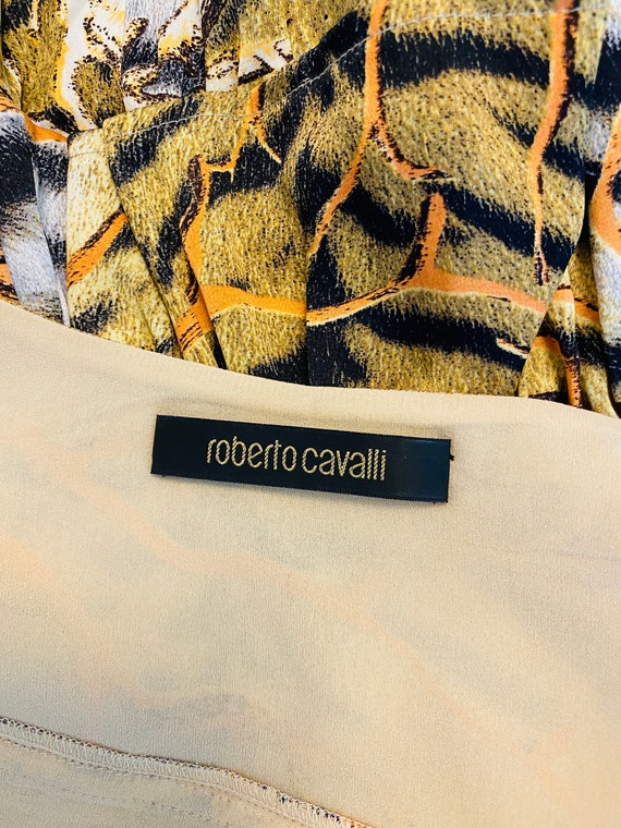 Vintage Y2k 2005 Roberto Cavalli Mini Silk Tiger … - image 10