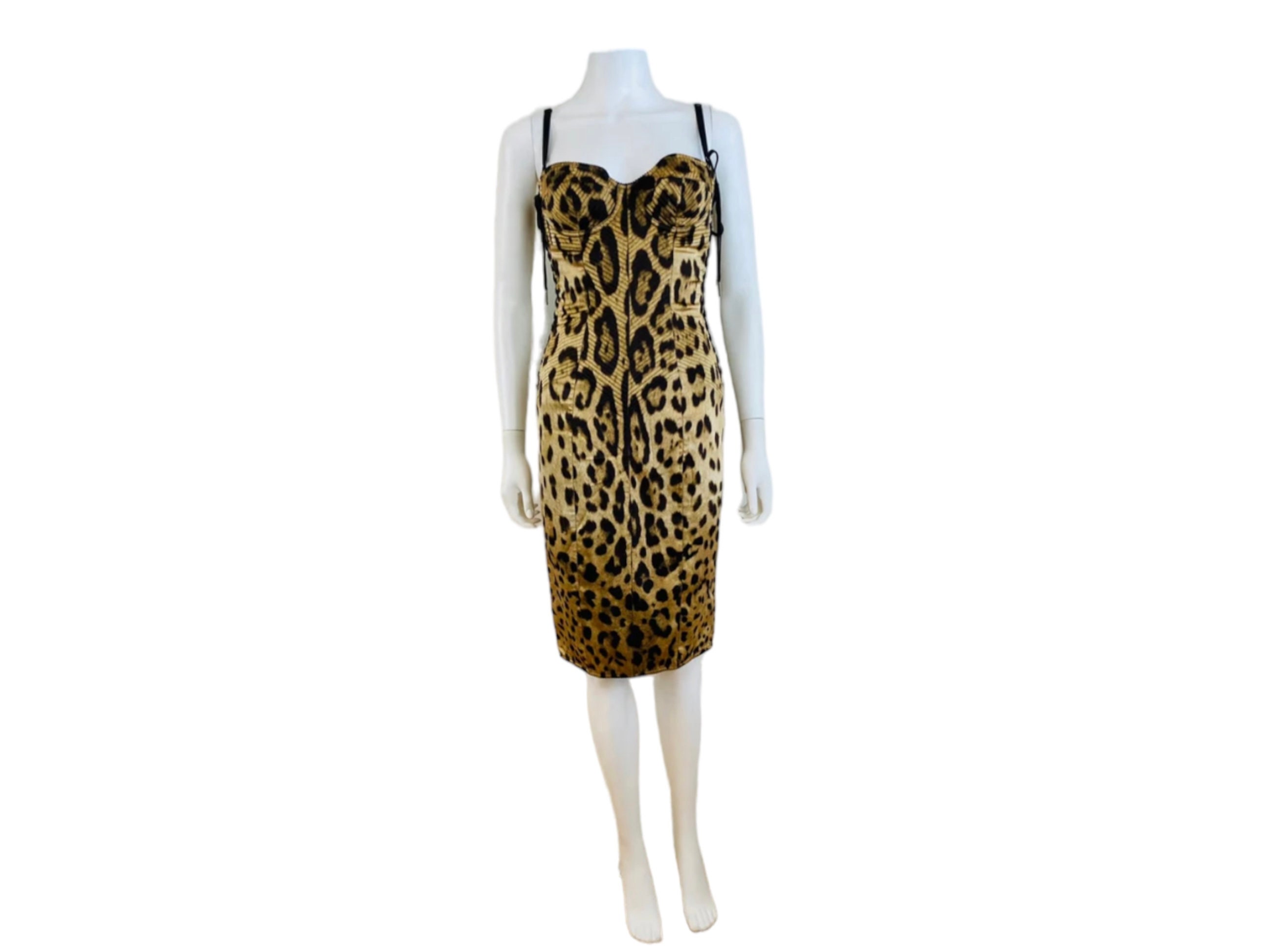 【送料&関税込】Dolce & Gabbana Leo Print Bustier Dress Dolce and Gabbana Leopard Print Bustier Dress