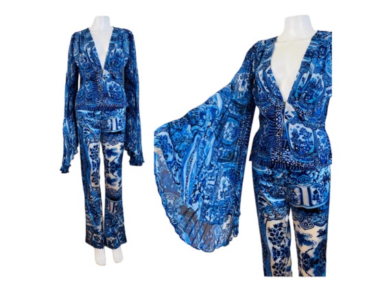 RARE Vintage F/W 2005 Roberto Cavalli Blue + Whit… - image 2