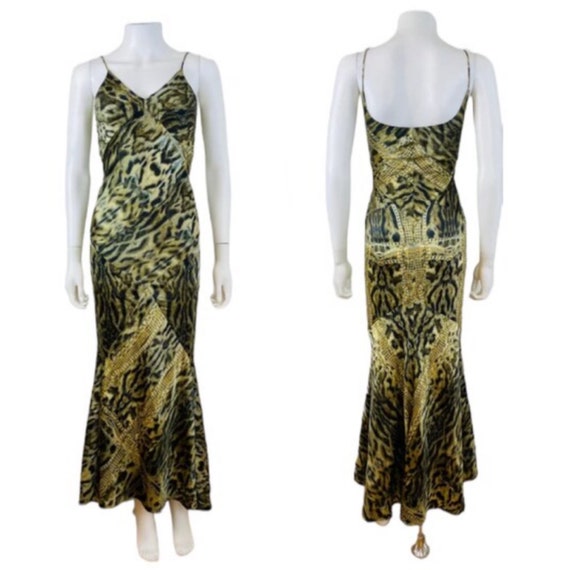 Vintage 2003 Roberto Cavalli Leopard Print + Gold Chains Silk Maxi Dress  Mermaid Hem - Etsy Denmark