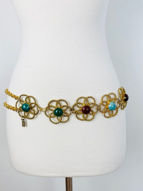 Rare 1970s 70s YSL Yves Saint Laurent Gold Flower… - image 1