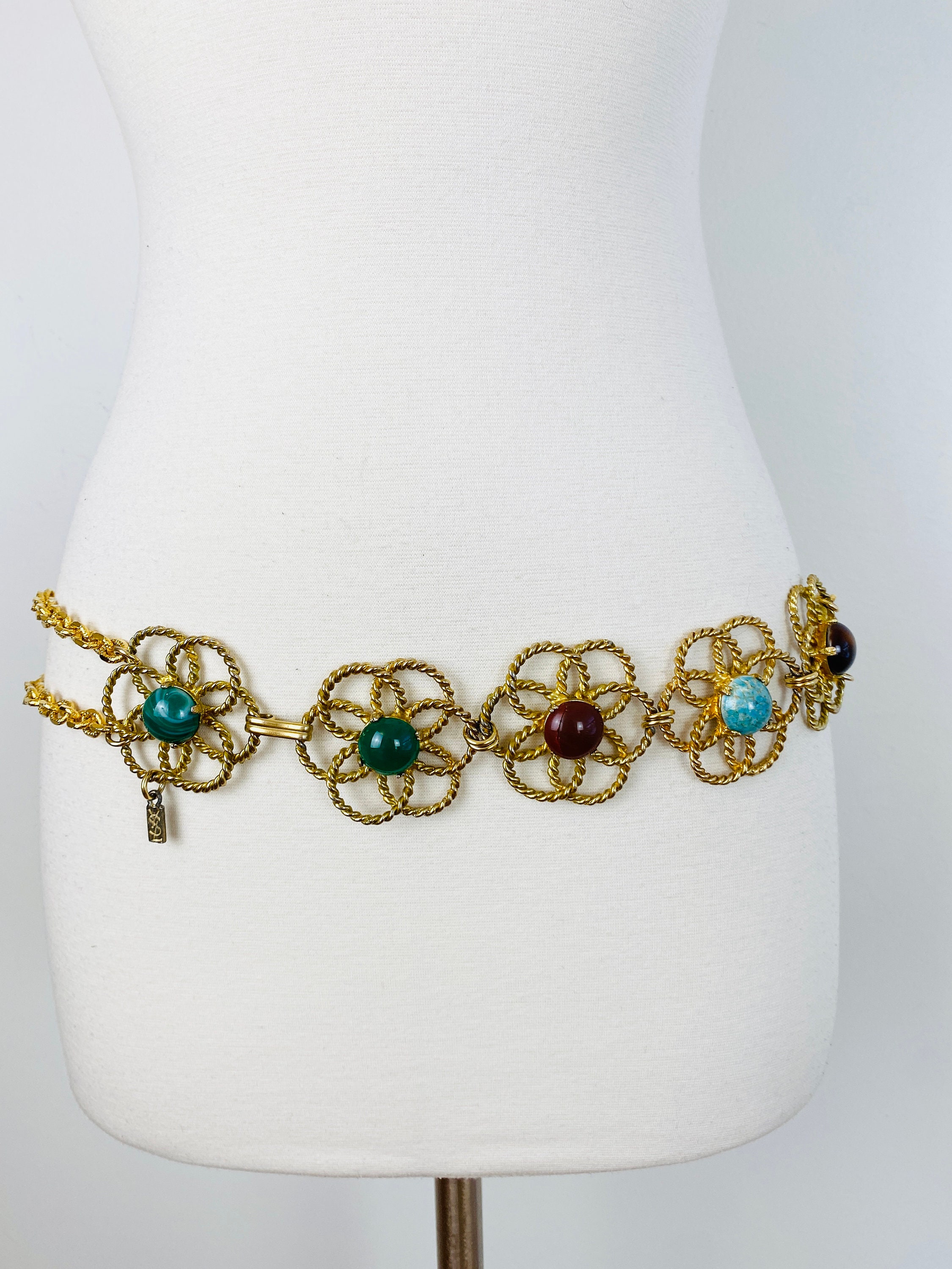 Vintage YSL yellow Geometric Link belt - Women accessories Ysl Vintage Belt - Etsy Israel main image 4