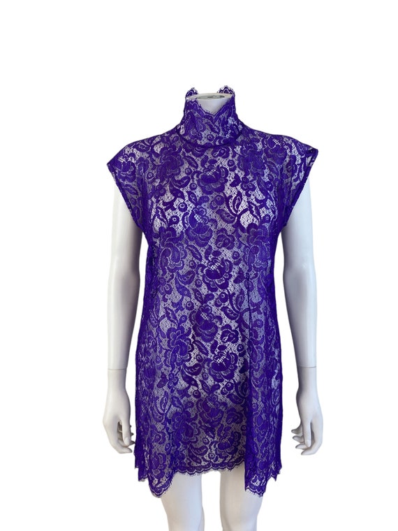 Dolce + Gabbana F/W 2001 Purple Lace Mini Dress H… - image 3