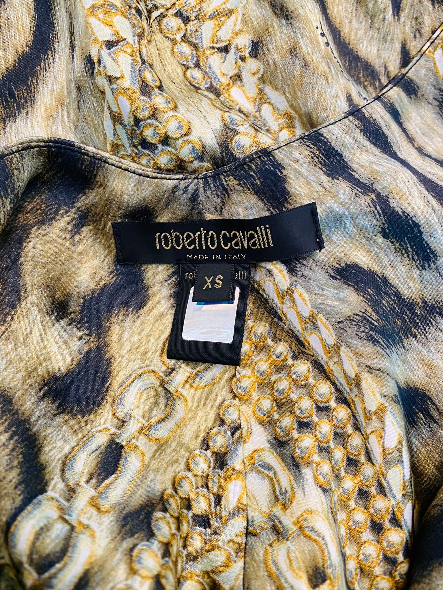 Vintage 2003 Roberto Cavalli Leopard Print + Gold Chains Vintage 2003 Roberto Cavalli Leopard Print + Gold Chains