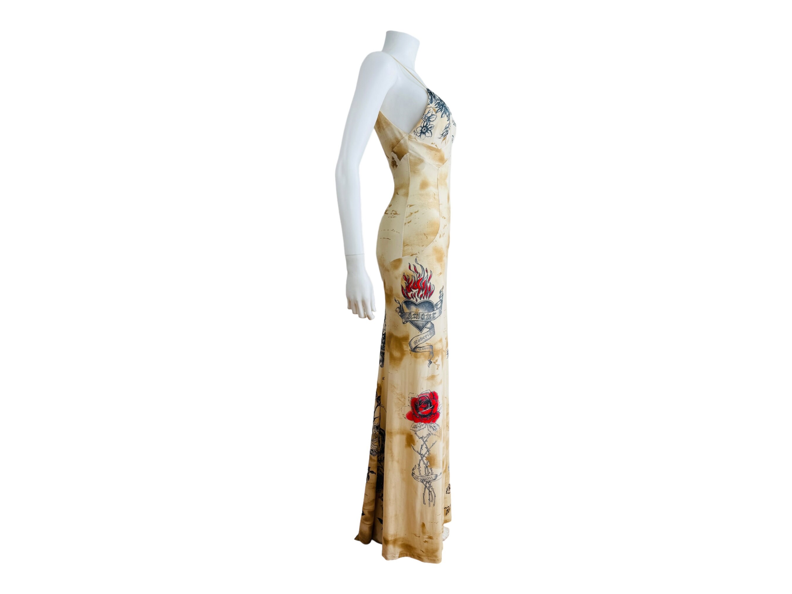 Vintage S/S 2003 Y2K Roberto Cavalli Tattoo Maxi Dress Gown Vintage S/S 2003 Y2K Roberto Cavalli Tattoo Maxi Dress Gown