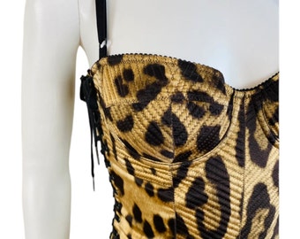 Vintage Dolce + Gabbana Stretch Silk Animal Leopard Print
