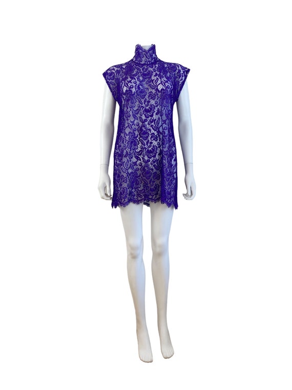 Dolce + Gabbana F/W 2001 Purple Lace Mini Dress H… - image 2