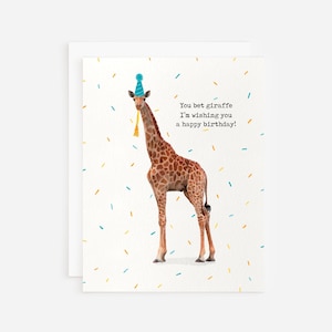 ¡Apuestas a la jirafa que te deseo un feliz cumpleaños! Tarjeta de cumpleaños de jirafa