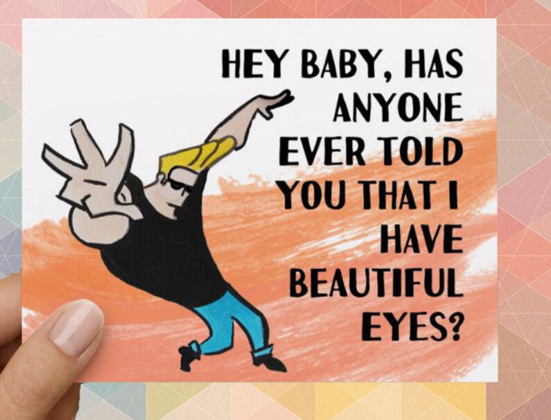 Johnny Bravo Silly Pick Up Line Card | Etsy