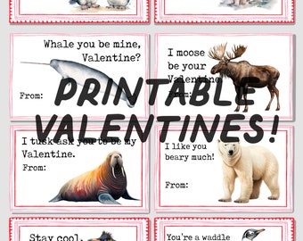 Printable Classroom Polar Valentine's Cards Digital Download Card