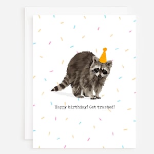 Herzlichen Glückwunsch zum Geburtstag! Lasst euch fallen! Waschbär Geburtstagskarte