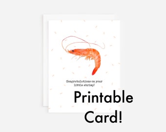 Printable Baby Shower Card "Congratulations on Your Little Shrimp!" Digital Download Card