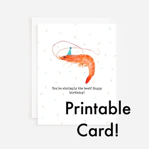 Geburtstagskarte zum Ausdrucken Du bist Shrimmply the Best! Herzlichen Glückwunsch zum Geburtstag! Digital Download Karte