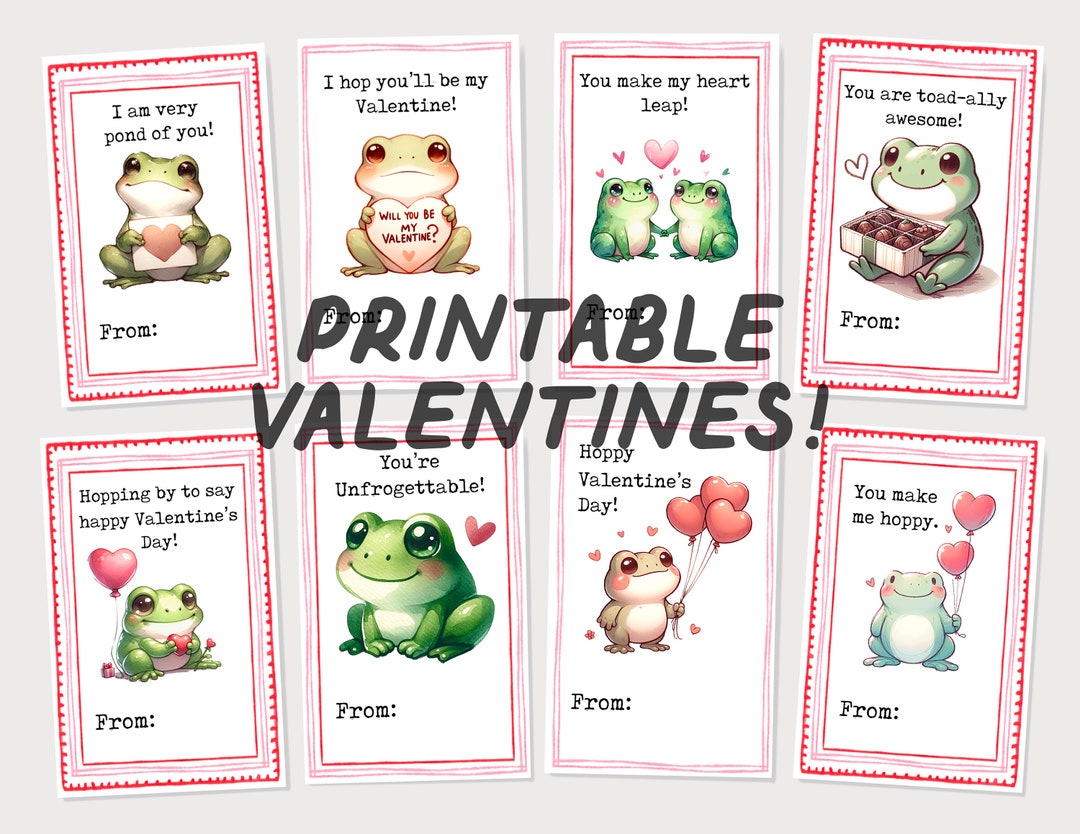 Printable Classroom Frog Valentine's Cards Digital Download Card - Etsy