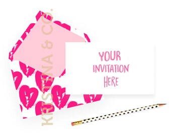 Download Free Valentine Day Invitation Card Mockup Wedding Card Styled Stock Photography Hand Graphic Heart Love Instant Download Free Psd Mockup Template PSD Mockup Template