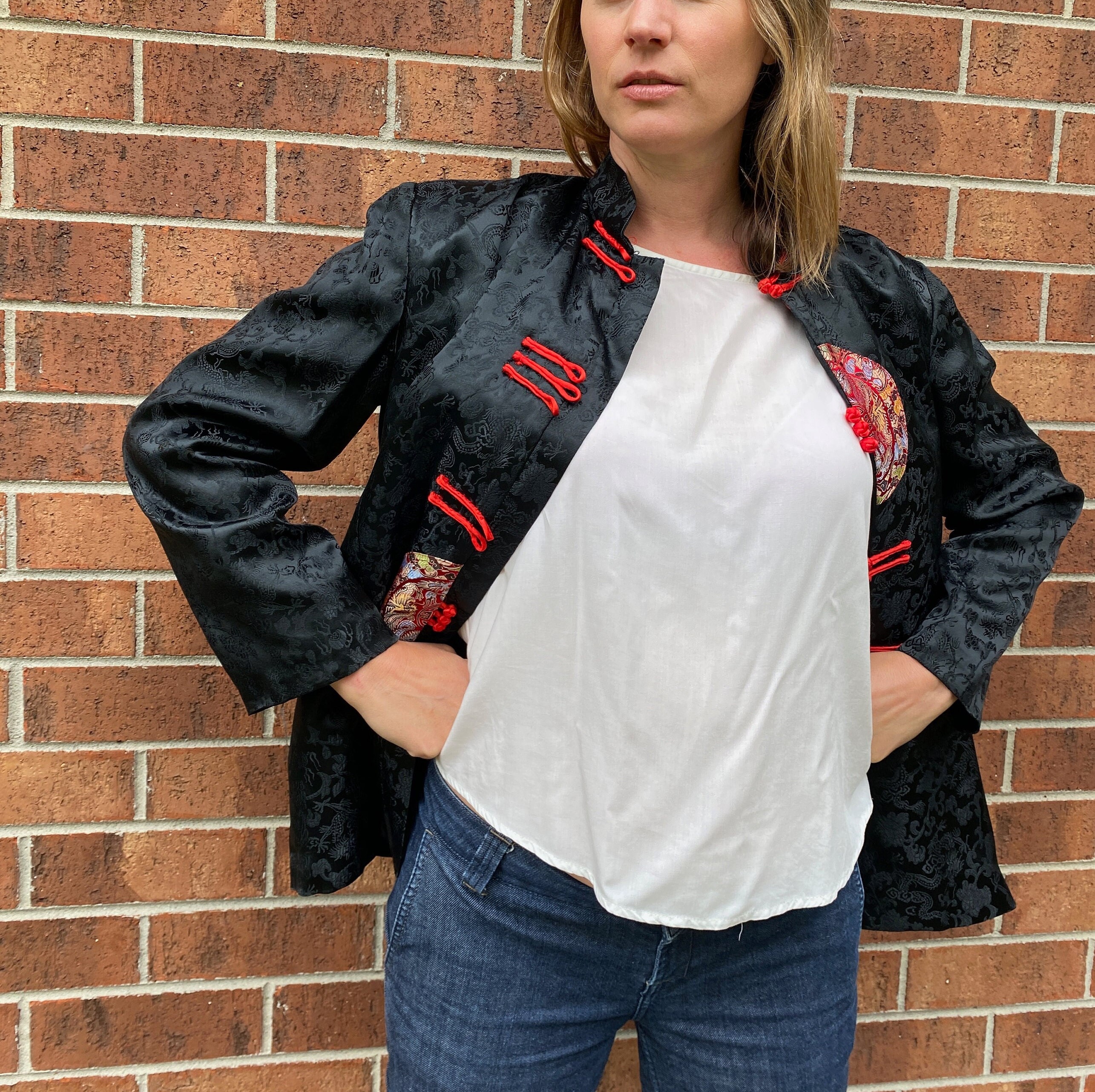 美品 roku dahl’ia SATIN CHINA MOTIF JACKET 1990s Chinese Medallion Satin Brocade Puffer Jacket - Etsy