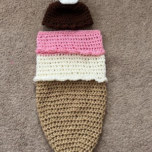 Crochet Ice Cream Cone Cocoon/Newborn Photography Prop/Infant Halloween Costume/Baby Shower Gifts/Baby Cocoon/MADE TO ORDER