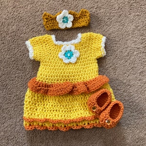 Crochet Princess Daisy Costume: Mario Bros Inspired Dress, Crown & Shoes