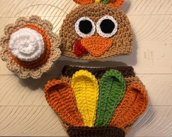 Crochet Turkey Outfit: Baby's First Thanksgiving Costume - Photo Prop