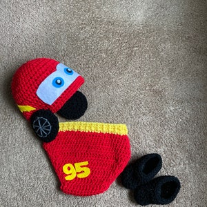 Crochet Lighting Car Baby Set/Cars Diaper Cover Set/Cars Hat/MADE TO ORDER