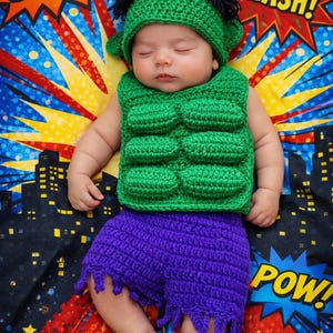 Hulk Inspired Crochet Costume: Baby Superhero Outfit, Photo Prop