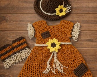 Crochet Baby Scarecrow Costume, Halloween Outfit, Newborn Photography Prop