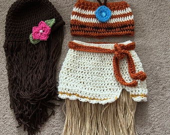 Moana Inspired Costume crochet Princess Moana Skirt Top and
