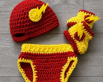 Crochet Flash Costume: Newborn Superhero Outfit