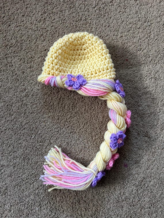 Crochet Rapunzel Wig Hat: Princess Costume, Cake Smash Prop