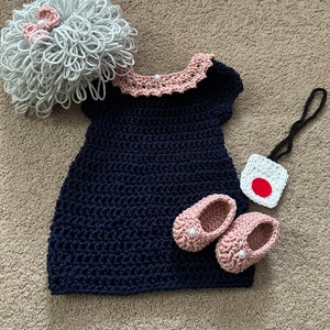 Crochet Baby Old Lady Costume: Dress, Wig & Shoes