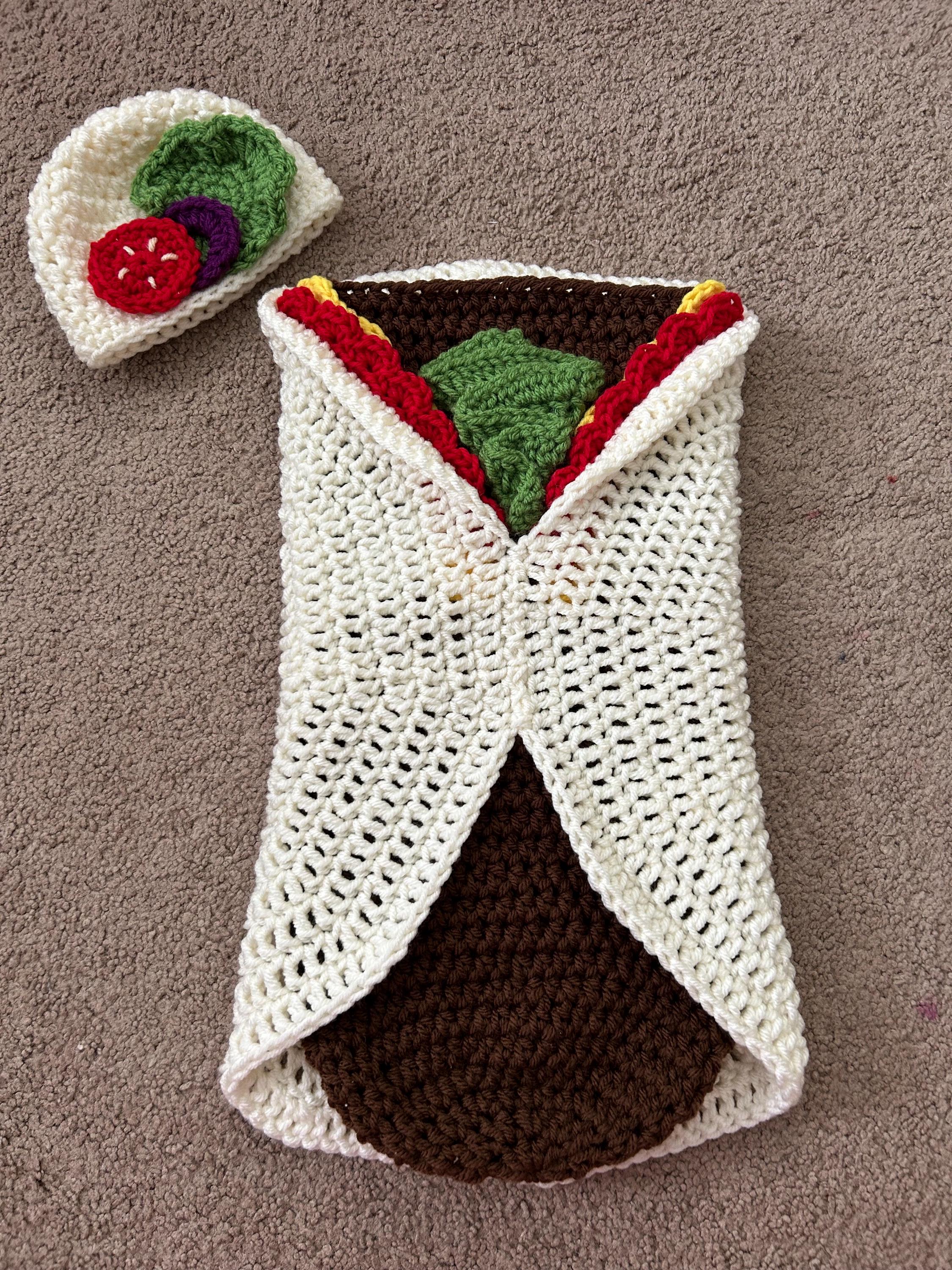 Crocheted Baby Burrito Cocoon/Taco Cocoon/Newborn Photography/Cinco De Mayo Photo Prop/Infant Costume/Baby Shower Gift/MADE TO ORDER
