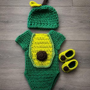 Crochet Baby Avocado Costume: Hat & Romper Set