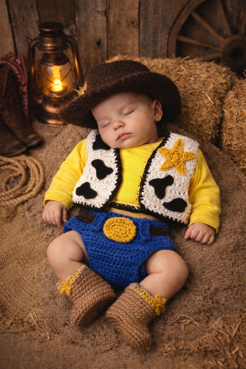 Crochet Woody Costume: Toy Story Inspired Outfit, Newborn Photography, MADE TO ORDER image 6