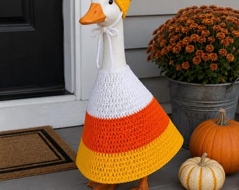 Candy Corn Porch Goose Costume, Halloween Goose, Fall Goose Outfit, Porch Decor, MADE TO ORDER
