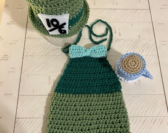 Mad Hatter Inspired Baby Set--Sizes Newborn to 9-12 Months--Made to order