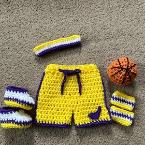 Crocheted Baby Basketball Outfit: Newborn Photo Prop Set