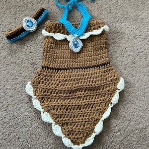 Pocahontas Costume/Crochet Pocahontas Dress/Indian Princess Costume/Princess Photo Prop Newborn to 24 Months- MADE TO ORDER